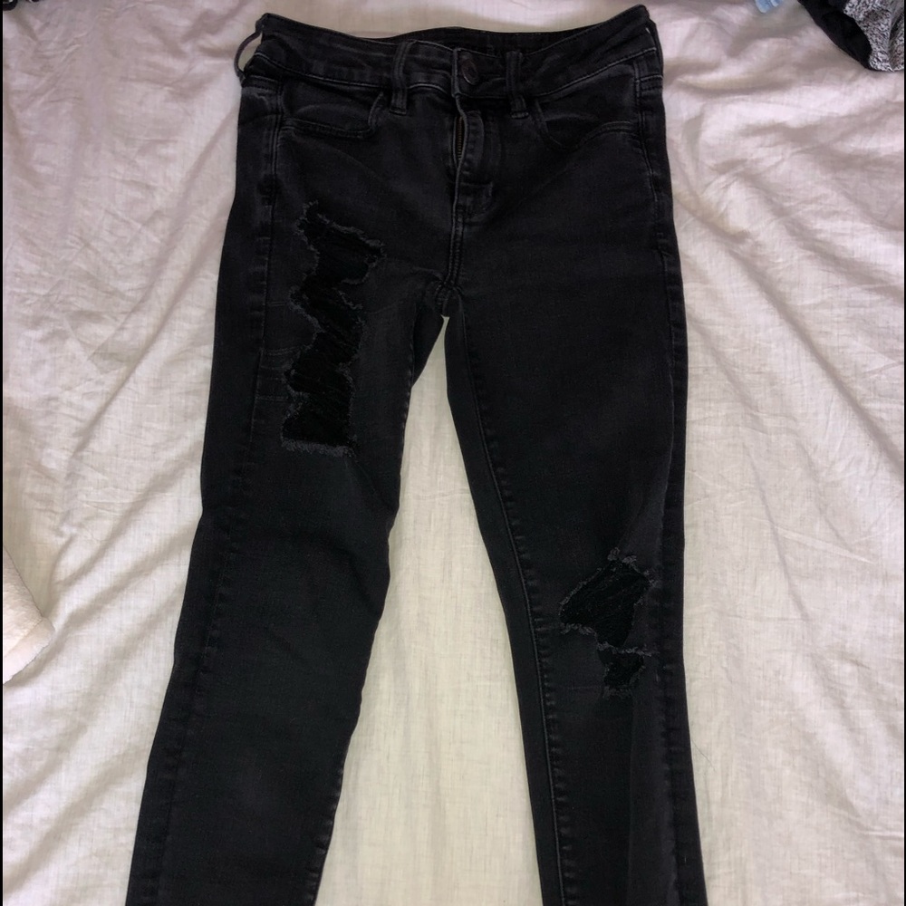 American eagle black ripped jeans